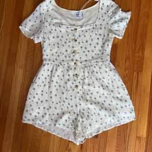 Princess Polly Cream and Blue Floral Romper